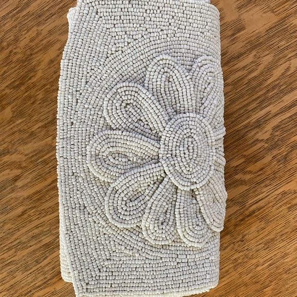 Anthropologie white beaded clutch - Picture 3 of 4